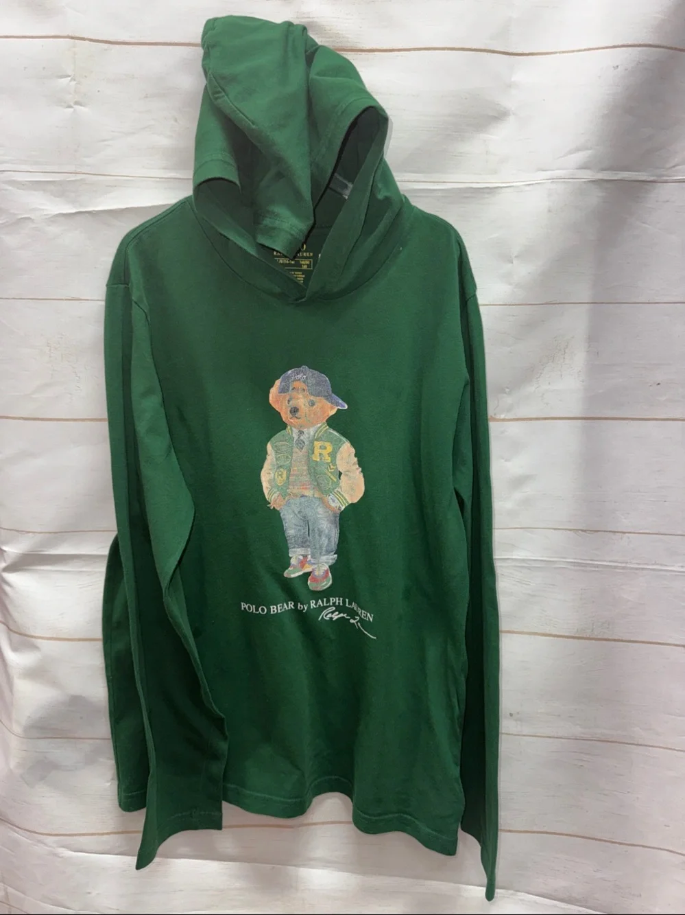 Polo Ralph Lauren Green Polo Bear Hooded Tee Size Large